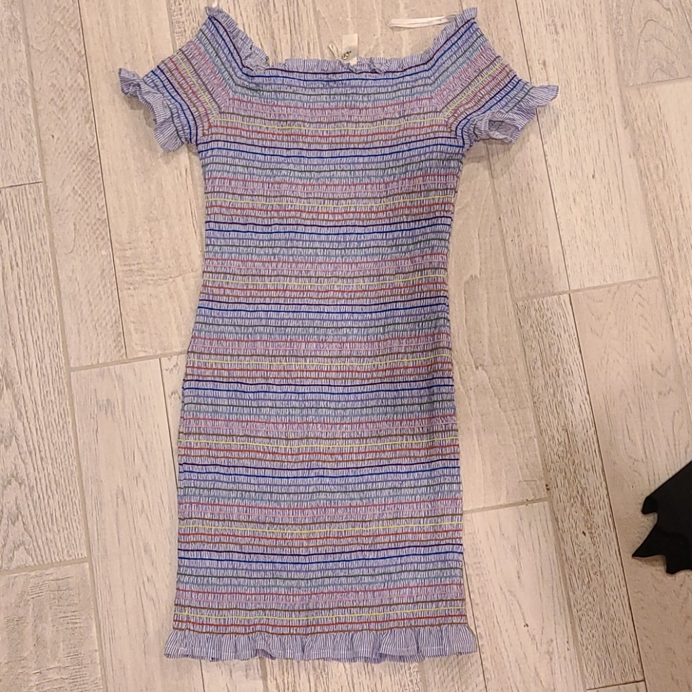 Rainbow off shoulder dress